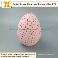 Novo Produto Pink Egg Shape Ceramic Tealight Candle Holder